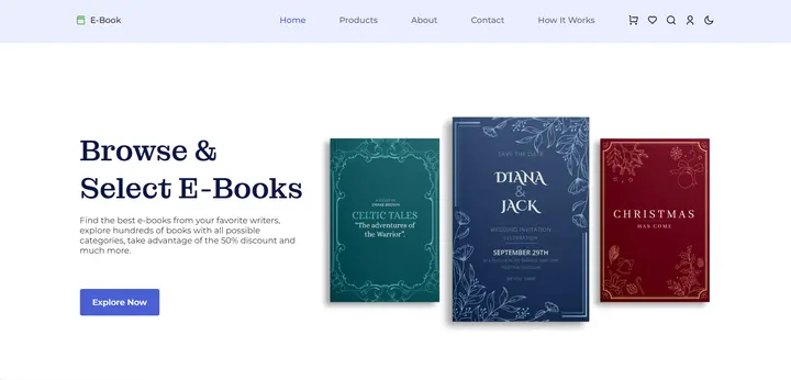 E-Book mood-driven bookstore home page